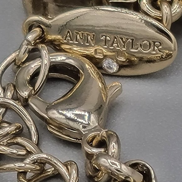 Ann Taylor Womens Gold Tone Metal Teardrop Green Beads Bib Necklace 18 in - Picture 7 of 7